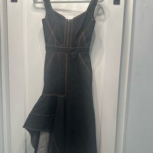 Elegant Black Dress with Unique Stitching